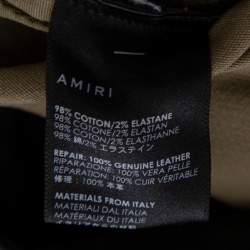 Pre Owned Amiri Green/ Brown Cotton Leather Patch Distressed Classic Cargo Pants XS