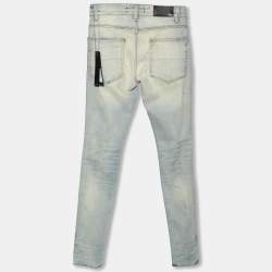 Pre Owned Amiri Blue Distressed Zebra Embellished Inset Detailed Jeans XS