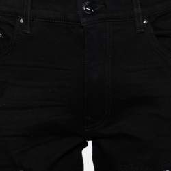 Pre Owned Amiri Black Distressed Denim & Printed Inset Detailed Jeans M