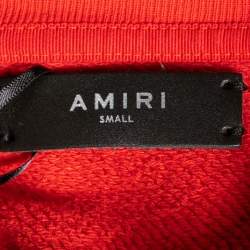 Pre Owned Amiri Red Terry Knit Beverly Hills Crew Neck Sweatshirt S