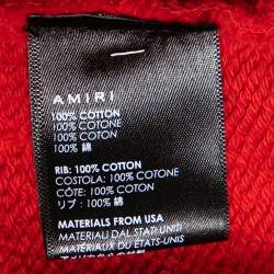 Pre Owned Amiri Red Terry Knit Beverly Hills Crew Neck Sweatshirt S