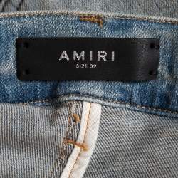 Amiri Blue Bandana Print Distressed Denim Jeans M