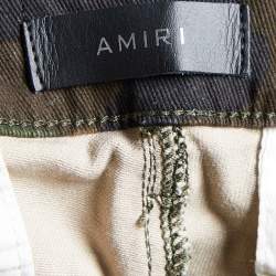 Amiri Green Camouflage Print Cotton Cargo Pants M