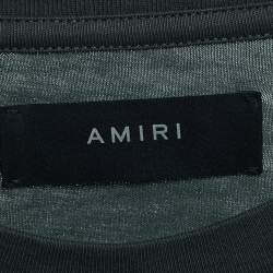Amiri Green Camouflage Print Logo T-Shirt S