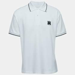 Amiri WhiteCotton Pique Logo Polo T-Shirt XL