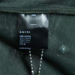 Amiri Green Camouflage Print Logo T-Shirt L