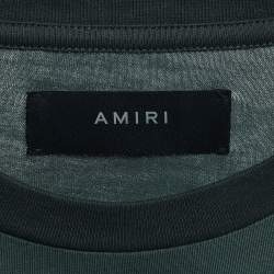 Amiri Green Camouflage Print Logo T-Shirt L