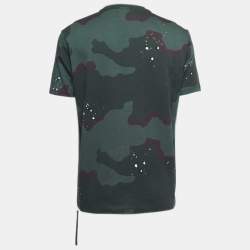 Amiri Green Camouflage Print Logo T-Shirt L