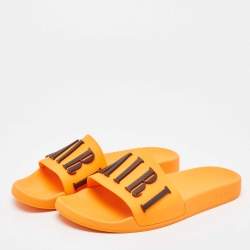Amiri Orange Rubber Logo Pool Slide Sandals Size 45