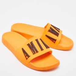 Amiri Orange Rubber Logo Pool Slide Sandals Size 45