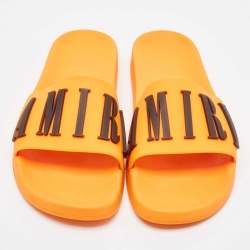 Amiri Orange Rubber Logo Pool Slide Sandals Size 45
