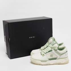 Amiri White/Green Leather and Mesh MA1 Lace Up Sneakers Size 40