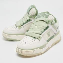 Amiri White/Green Leather and Mesh MA1 Lace Up Sneakers Size 40