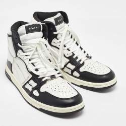Amiri White/Black Leather Skel High Top Sneakers Size 43