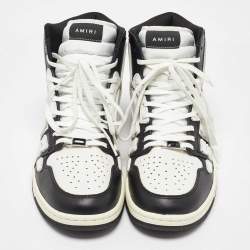 Amiri White/Black Leather Skel High Top Sneakers Size 43
