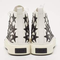 Amiri White/Black Canvas and Leather Stars Court High Top Sneakers Size 45
