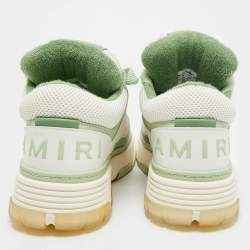 Pre Owned Amiri White/Green Leather and Mesh MA1 Lace Up Sneakers Size 43