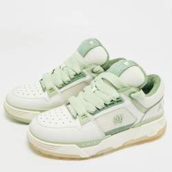 Pre Owned Amiri White/Green Leather and Mesh MA1 Lace Up Sneakers Size 43