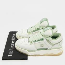 Pre Owned Amiri White/Green Leather and Mesh MA1 Lace Up Sneakers Size 43