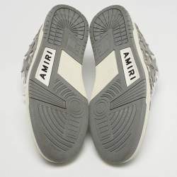 Pre Owned حذاء رياضي اميري أربطة جلد وشبك أبيض/أخضر MA1 مقاس 43