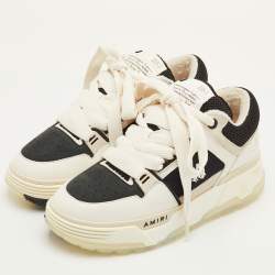 Pre Owned Amiri MA-1 Size 42 White/Black Leather, Mesh and Suede Lace Up Sneakers