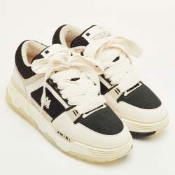 Pre Owned Amiri MA-1 Size 42 White/Black Leather, Mesh and Suede Lace Up Sneakers