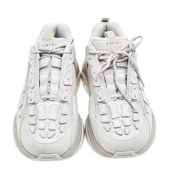 Pre Owned Amiri Warm Grey Suede And Leather Bone Runner Low Top Sneakers Size 44