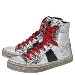 Amiri Multicolor Glitter And Leather High Top Sneakers Size 40