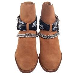 Amiri Brown Suede Wyatt Jodhpur Ankle Boots Size 40