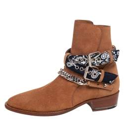 Amiri Brown Suede Wyatt Jodhpur Ankle Boots Size 40