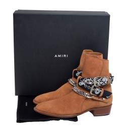 Amiri Brown Suede Wyatt Jodhpur Ankle Boots Size 40