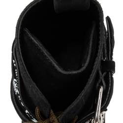 Amiri Black Suede Bandana Buckle Combat Boots Size 40 