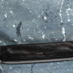 Amiri Wash Blue/Black Paint Denim and Leather Splatter Backpack