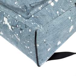 Amiri Wash Blue/Black Paint Denim and Leather Splatter Backpack