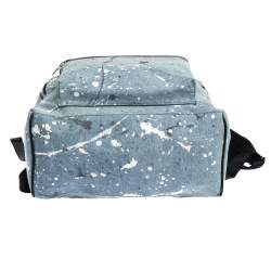 Amiri Wash Blue/Black Paint Denim and Leather Splatter Backpack