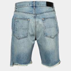 Amiri Blue Distressed Denim Shorts M Waist 32"