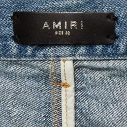 Amiri Blue Distressed Denim Shorts M Waist 32"