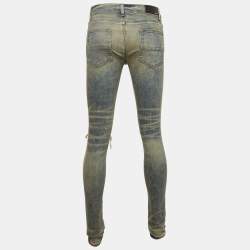 Pre Owned Amiri Navy Blue Distressed Denim Skinny Jeans M Waist 31"