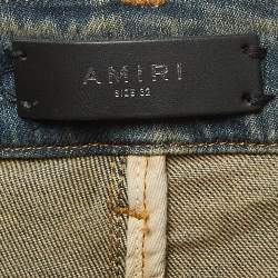 Pre Owned Amiri Navy Blue Distressed Denim Skinny Jeans M Waist 31"