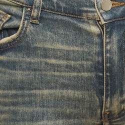 Pre Owned Amiri Navy Blue Distressed Denim Skinny Jeans M Waist 31"