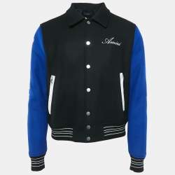 Amiri Black/Blue Wool Blend Bones Varsity Jacket M