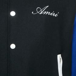 Amiri Black/Blue Wool Blend Bones Varsity Jacket M