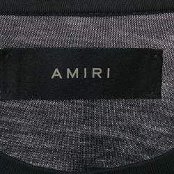 Pre Owned Amiri Charcoal Black Distressed Cotton Crew Neck T-Shirt S