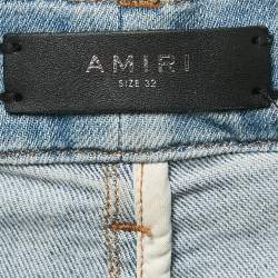 Amiri Blue Paint Splatter Print Denim Distressed Jeans M Waist 30"