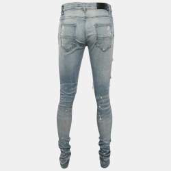 Amiri Blue Paint Splatter Print Denim Distressed Jeans M Waist 30"