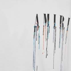 Pre Owned Amiri White Paint Drip Core Logo Jersey Crewneck T-Shirt XL