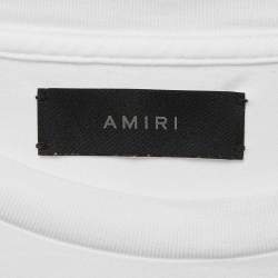 Pre Owned Amiri White Paint Drip Core Logo Jersey Crewneck T-Shirt XL