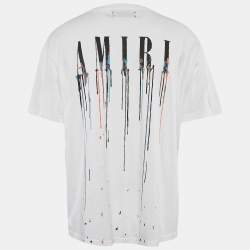 Pre Owned Amiri White Paint Drip Core Logo Jersey Crewneck T-Shirt XL