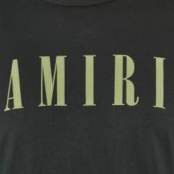 Amiri Black Logo Print Cotton Knit Crew Neck T-Shirt XS