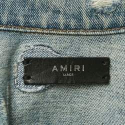 Amiri Blue Distressed Denim Button Front Jacket L